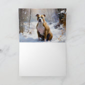 アメリカの(犬)スタッフォードがそれを雪のクリスマスに許す カード (内部)