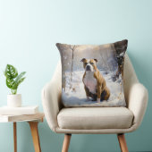 アメリカの(犬)スタッフォードがそれを雪のクリスマスに許す クッション (椅子)