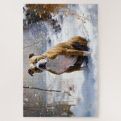 アメリカの(犬)スタッフォードがそれを雪のクリスマスに許す ジグソーパズル (縦)