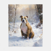 アメリカの(犬)スタッフォードがそれを雪のクリスマスに許す フリースブランケット (正面)
