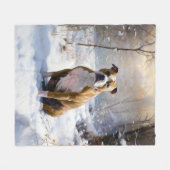 アメリカの(犬)スタッフォードがそれを雪のクリスマスに許す フリースブランケット (正面(横))