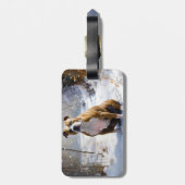 アメリカの（犬）スタッフォードがそれを雪のクリスマスに許す ラゲッジタグ (裏面縦)