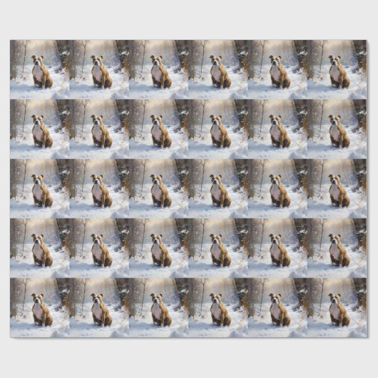 アメリカの（犬）スタッフォードがそれを雪のクリスマスに許す ラッピングペーパー (フラット)