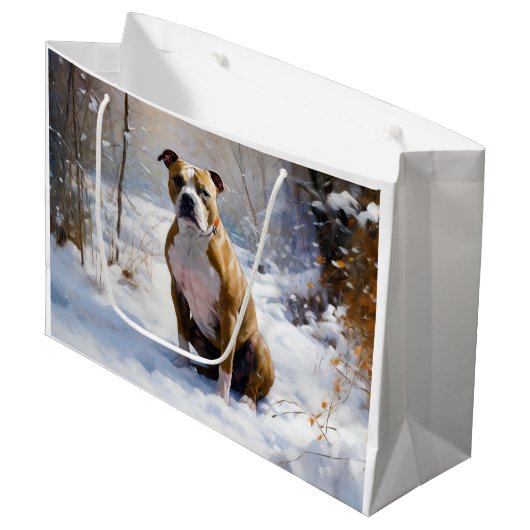 アメリカの(犬)スタッフォードがそれを雪のクリスマスに許す ラージペーパーバッグ (正面アングル)