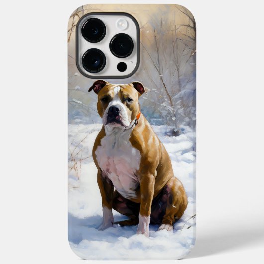 アメリカの（犬）スタッフォードがそれを雪のクリスマスに許す Case-Mate iPhoneケース (裏面)
