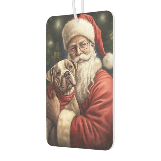 アメリカの(犬)スタッフォードとサンタクロースのクリスマス カーエアーフレッシュナー (左)
