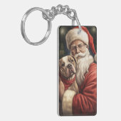 アメリカの(犬)スタッフォードとサンタクロースのクリスマス キーホルダー (正面左)
