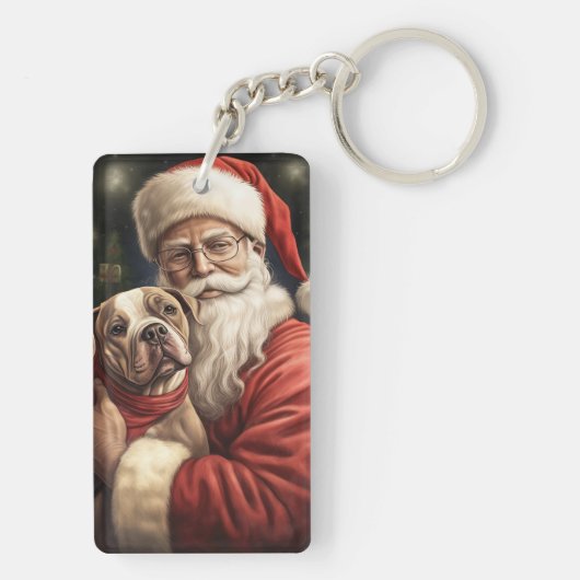 アメリカの(犬)スタッフォードとサンタクロースのクリスマス キーホルダー (裏面)