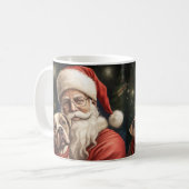 アメリカの(犬)スタッフォードとサンタクロースのクリスマス コーヒーマグカップ (正面左)