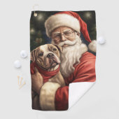 アメリカの（犬）スタッフォードとサンタクロースのクリスマス ゴルフタオル (インサイチュ)