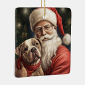 アメリカの（犬）スタッフォードとサンタクロースのクリスマス セラミックオーナメント (右)