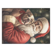 アメリカの（犬）スタッフォードとサンタクロースのクリスマス テーブルクロス (正面(横))