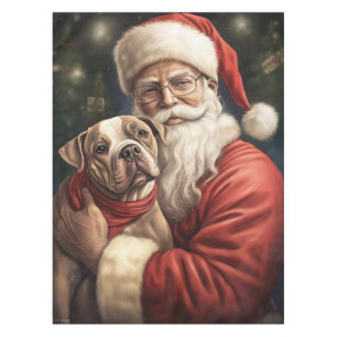 アメリカの（犬）スタッフォードとサンタクロースのクリスマス テーブルクロス