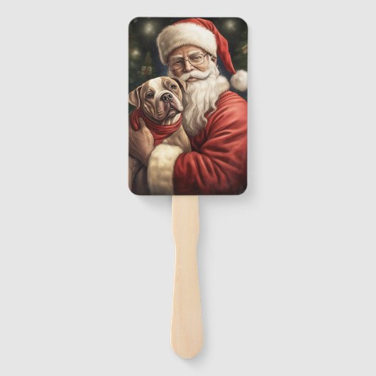 アメリカの（犬）スタッフォードとサンタクロースのクリスマス ハンドファン (裏面)