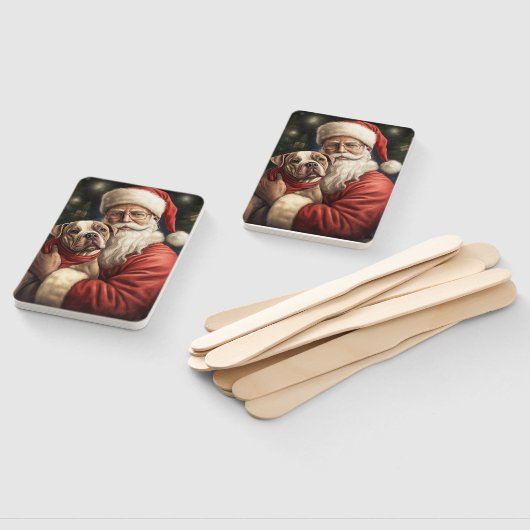 アメリカの（犬）スタッフォードとサンタクロースのクリスマス ハンドファン (組立なし)