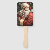アメリカの(犬)スタッフォードとサンタクロースのクリスマス ハンドファン (正面)