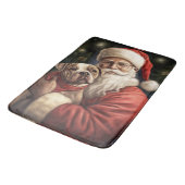 アメリカの（犬）スタッフォードとサンタクロースのクリスマス バスマット (アングル)