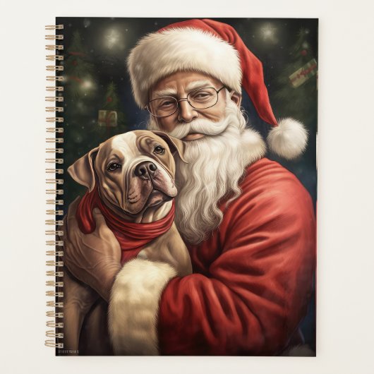 アメリカの（犬）スタッフォードとサンタクロースのクリスマス プランナー手帳 (正面)