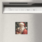 アメリカの（犬）スタッフォードとサンタクロースのクリスマス マグネット (インサイチュ (食洗機))