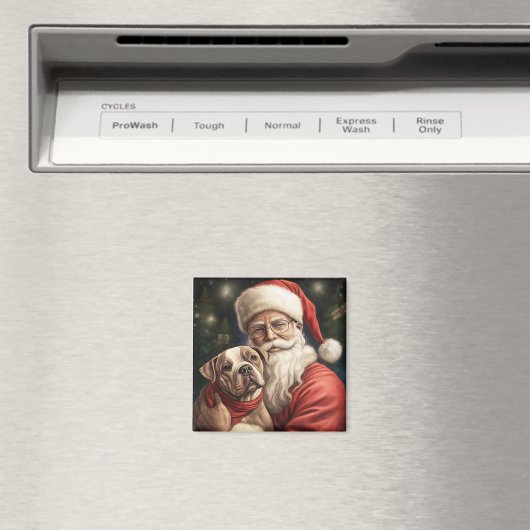 アメリカの（犬）スタッフォードとサンタクロースのクリスマス マグネット (インサイチュ (食洗機))