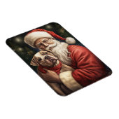 アメリカの(犬)スタッフォードとサンタクロースのクリスマス マグネット (右側)
