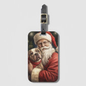 アメリカの(犬)スタッフォードとサンタクロースのクリスマス ラゲッジタグ (正面縦)