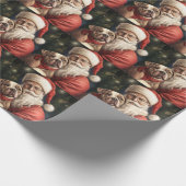 アメリカの(犬)スタッフォードとサンタクロースのクリスマス ラッピングペーパー (角)