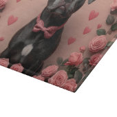 アメリカの（犬）スタッフォードとバラ – バレンタインデー カッティングボード (角)