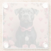 アメリカの（犬）スタッフォードとバラ – バレンタインデー ガラスコースター (裏面)