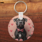 アメリカの（犬）スタッフォードとバラ – バレンタインデー キーホルダー (裏面)