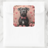 アメリカの(犬)スタッフォードとバラ – バレンタインデー スクエアシール (バッグ)