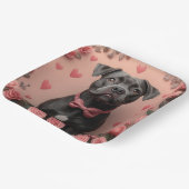 アメリカの(犬)スタッフォードとバラ – バレンタインデー ペーパープレート (傾斜あり)