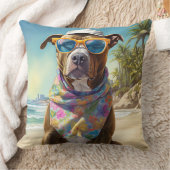 アメリカの（犬）スタッフォードオンビーチ、夏の贈り物 クッション (ブランケット)