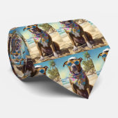 アメリカの（犬）スタッフォードオンビーチ、夏の贈り物 ネクタイ (ロール)