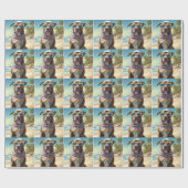 アメリカの(犬)スタッフォードオンビーチ、夏の贈り物 ラッピングペーパー (フラット)