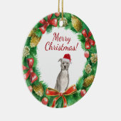 アメリカの(犬)スタッフォードテリアードッグメリークリスマス セラミックオーナメント (右)