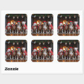 アメリカの（犬）スタッフォードバイザ暖炉クリスマス スクエアシール (シート)