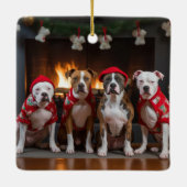 アメリカの(犬)スタッフォードバイザ暖炉クリスマス セラミックオーナメント (裏面)