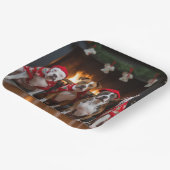 アメリカの（犬）スタッフォードバイザ暖炉クリスマス ペーパープレート (傾斜あり)