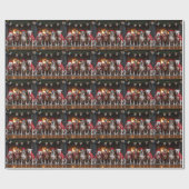 アメリカの(犬)スタッフォードバイザ暖炉クリスマス ラッピングペーパー (フラット)