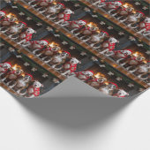 アメリカの(犬)スタッフォードバイザ暖炉クリスマス ラッピングペーパー (角)