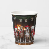 アメリカの（犬）スタッフォードバイザ暖炉クリスマス 紙コップ (正面)