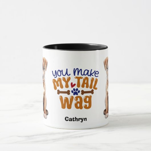 アメリカの（犬）スタッフォード子犬あなたが私の尾を泣かせる マグカップ (中央)
