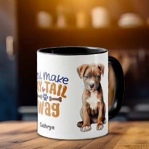 アメリカの（犬）スタッフォード子犬あなたが私の尾を泣かせる マグカップ