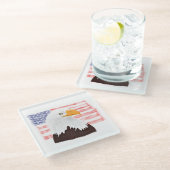 アメリカのBald EagleとFlag – 透明。 ガラスコースター (アングル)