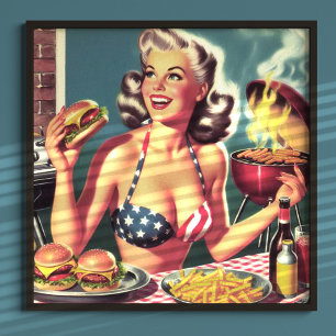 アメリカのBBQピンアップ ポスター
