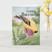 アメリカのGoldfinchのハッピーバースデーカード カード (黄色い花)