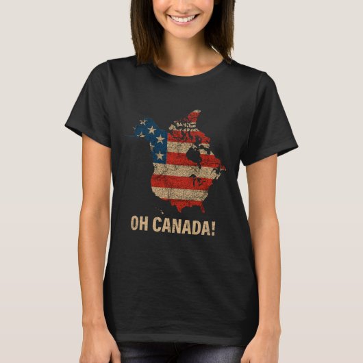 アメリカのOh Canada Shirt Map おもしろい Of Usa Trump 2025 4 Tシャツ (正面)
