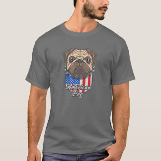 アメリカのPUGタフなパグ Tシャツ