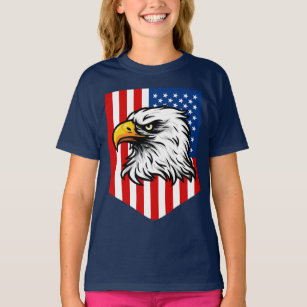 アメリカはっきりしたのワシ、愛国的独立 Tシャツ